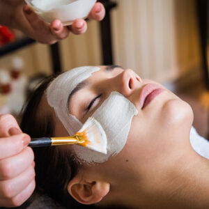 Woman getting a facial