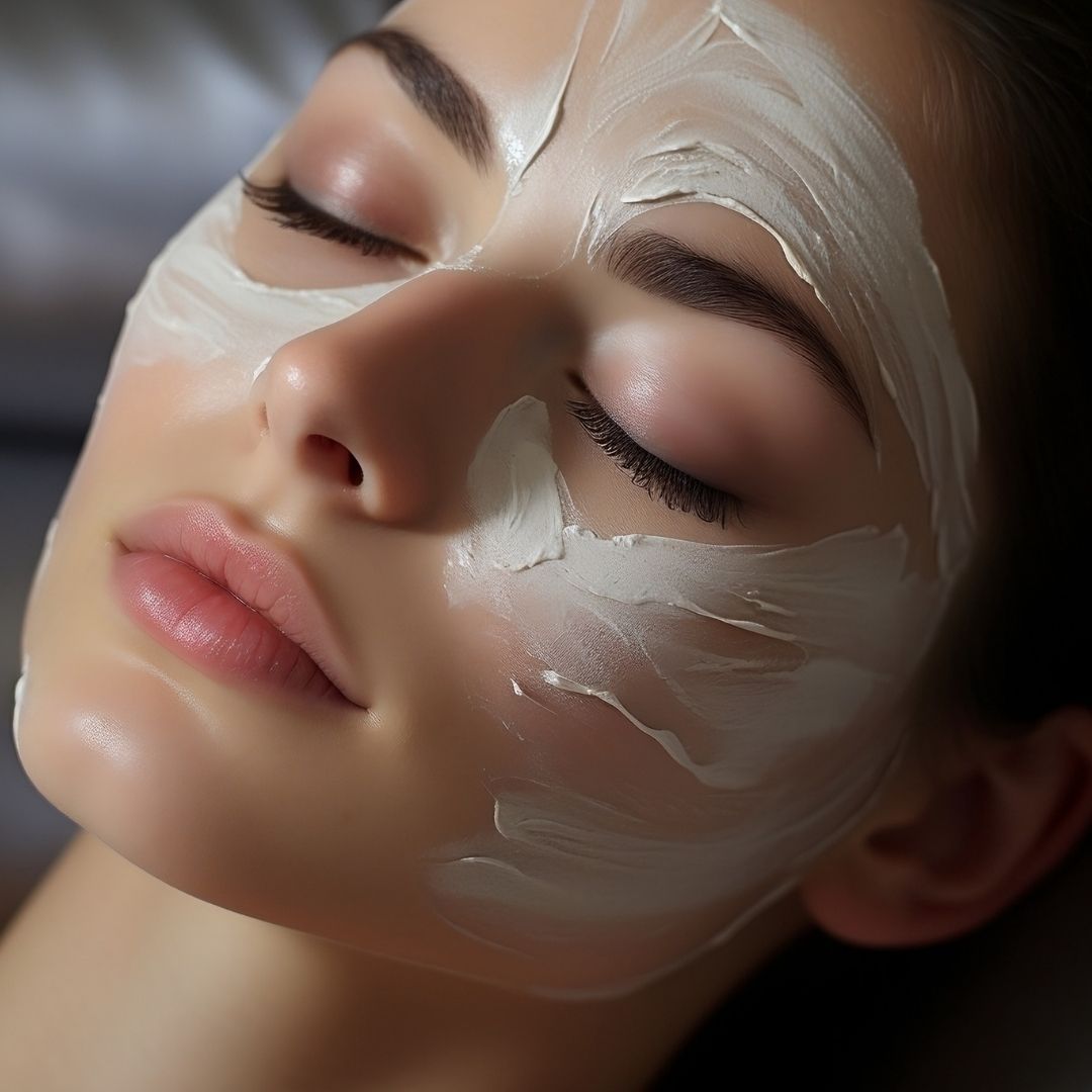 woman with a face mask on her skin