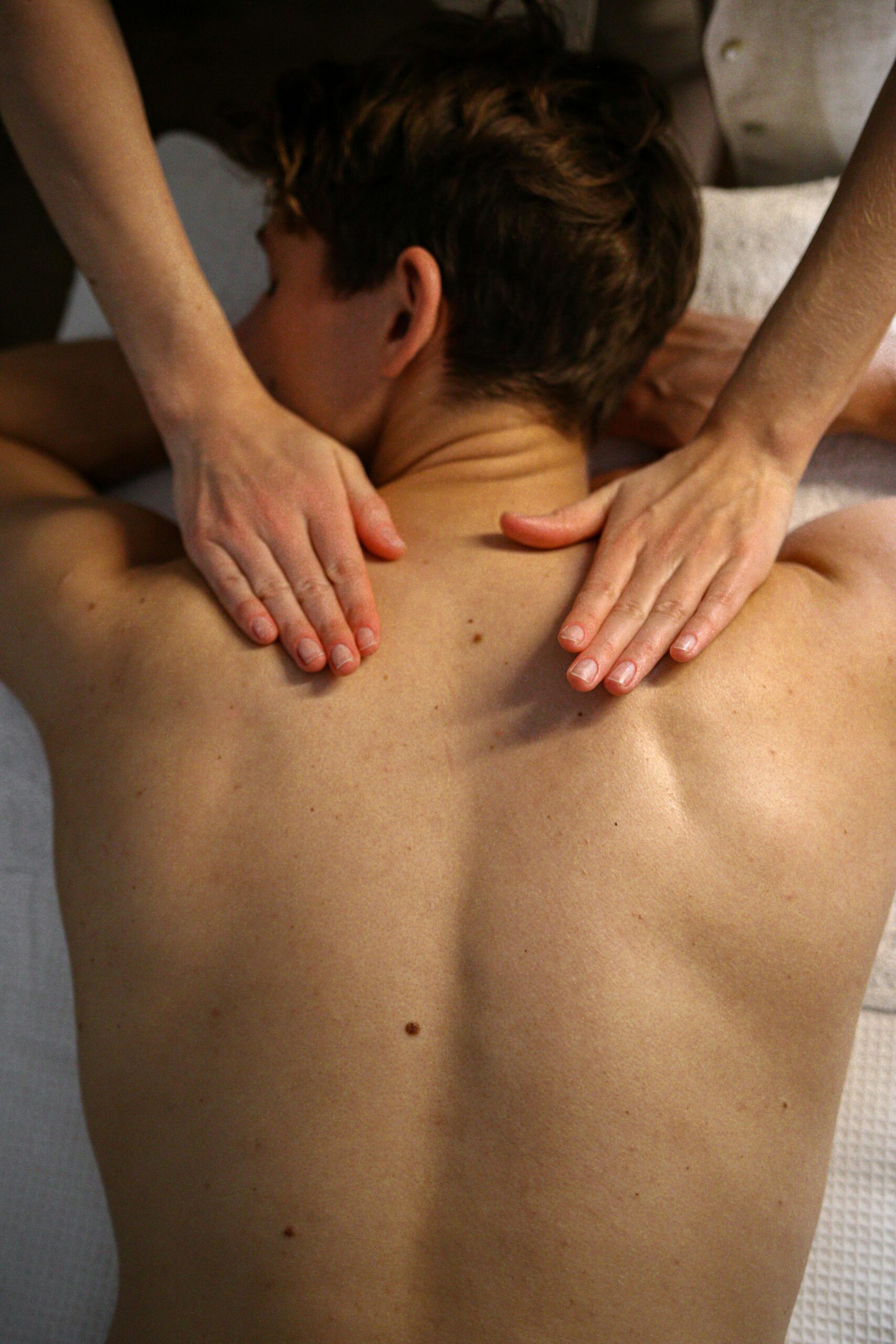 man receiving lymphatic drainage massage