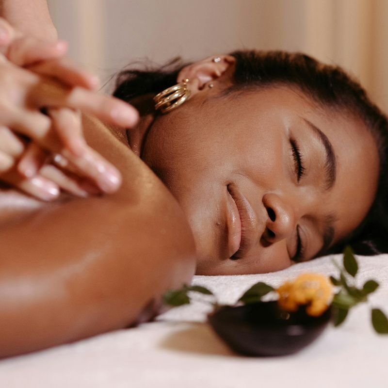 happy woman getting a massage