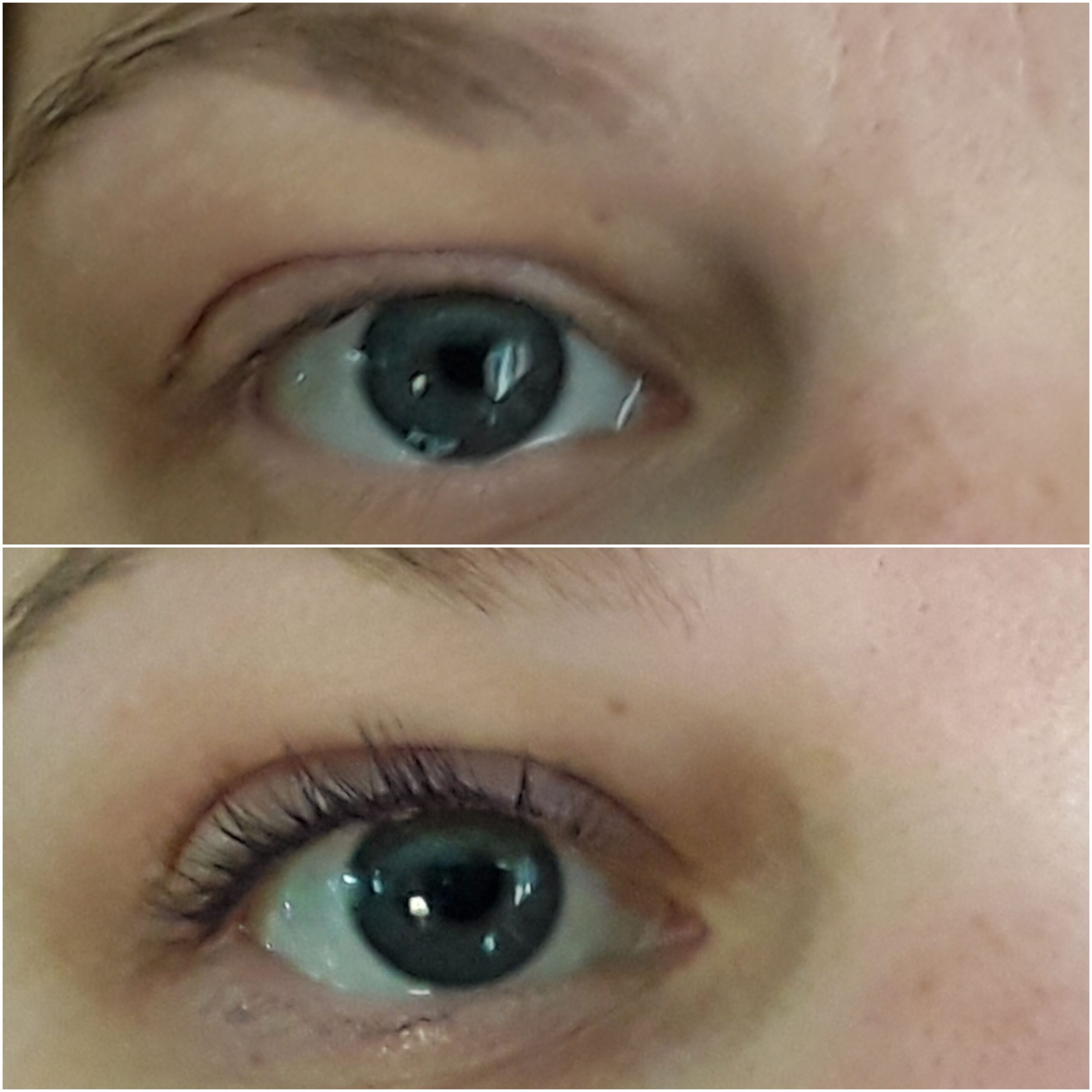 Before and after of lash lifting